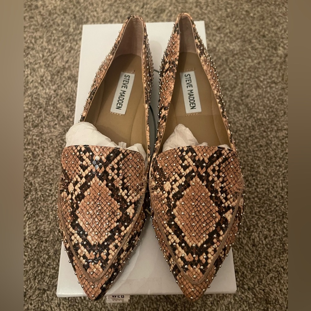 Steve Madden Snake Print Beaded Flat